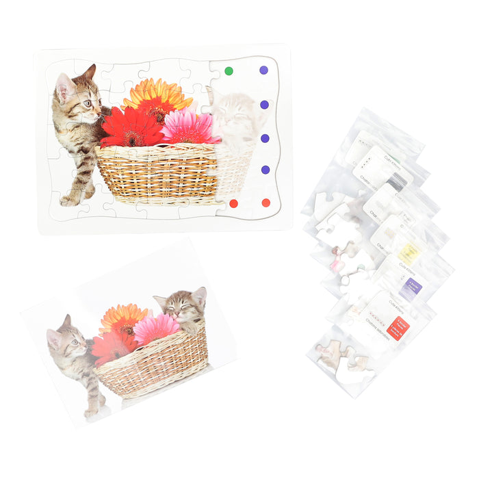 components of a puzzle with cute kittens on them 