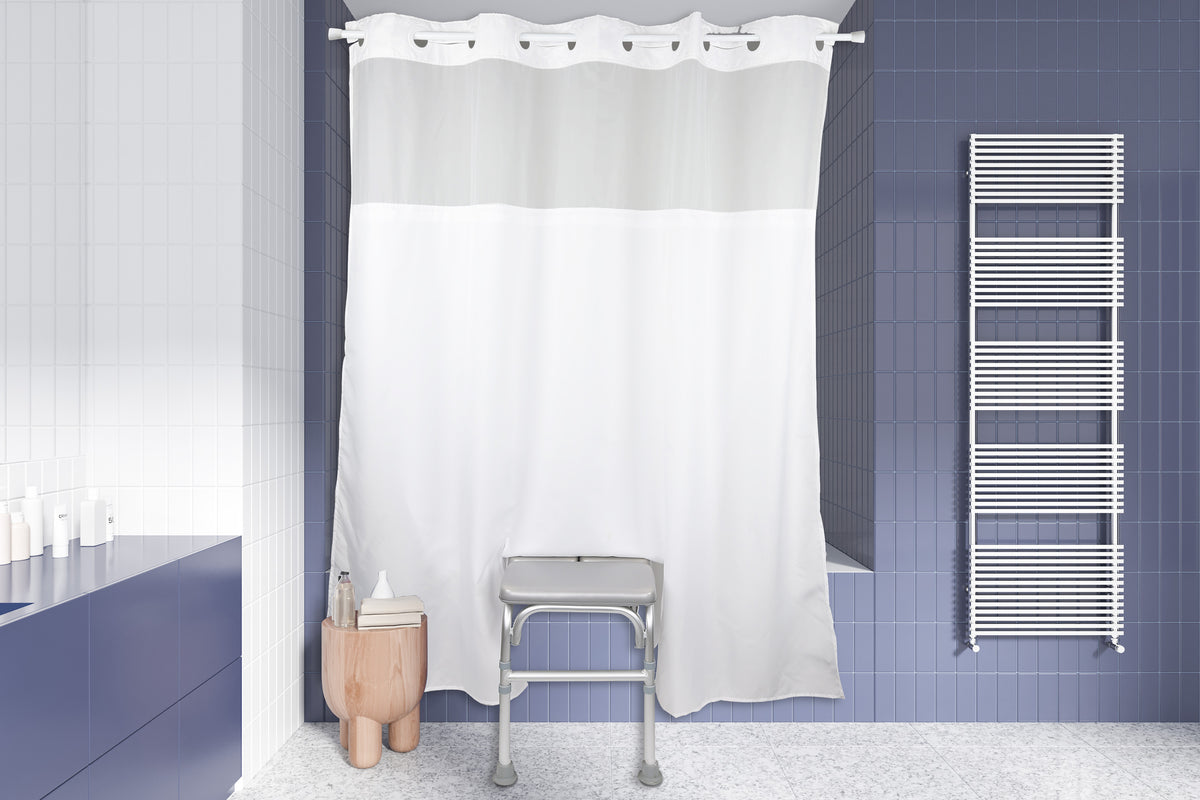 Transfer Bench Shower Curtain in use