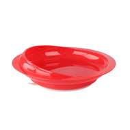 side view of the red scooper plate with white suction cup base
