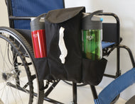 front view of the tissue holder on a wheelchair