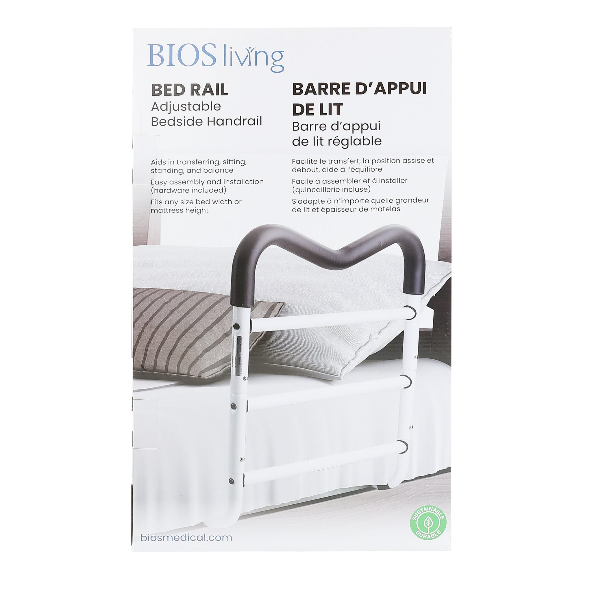 B83002 Load image into Gallery viewer, front view of the packaging of the bed rail