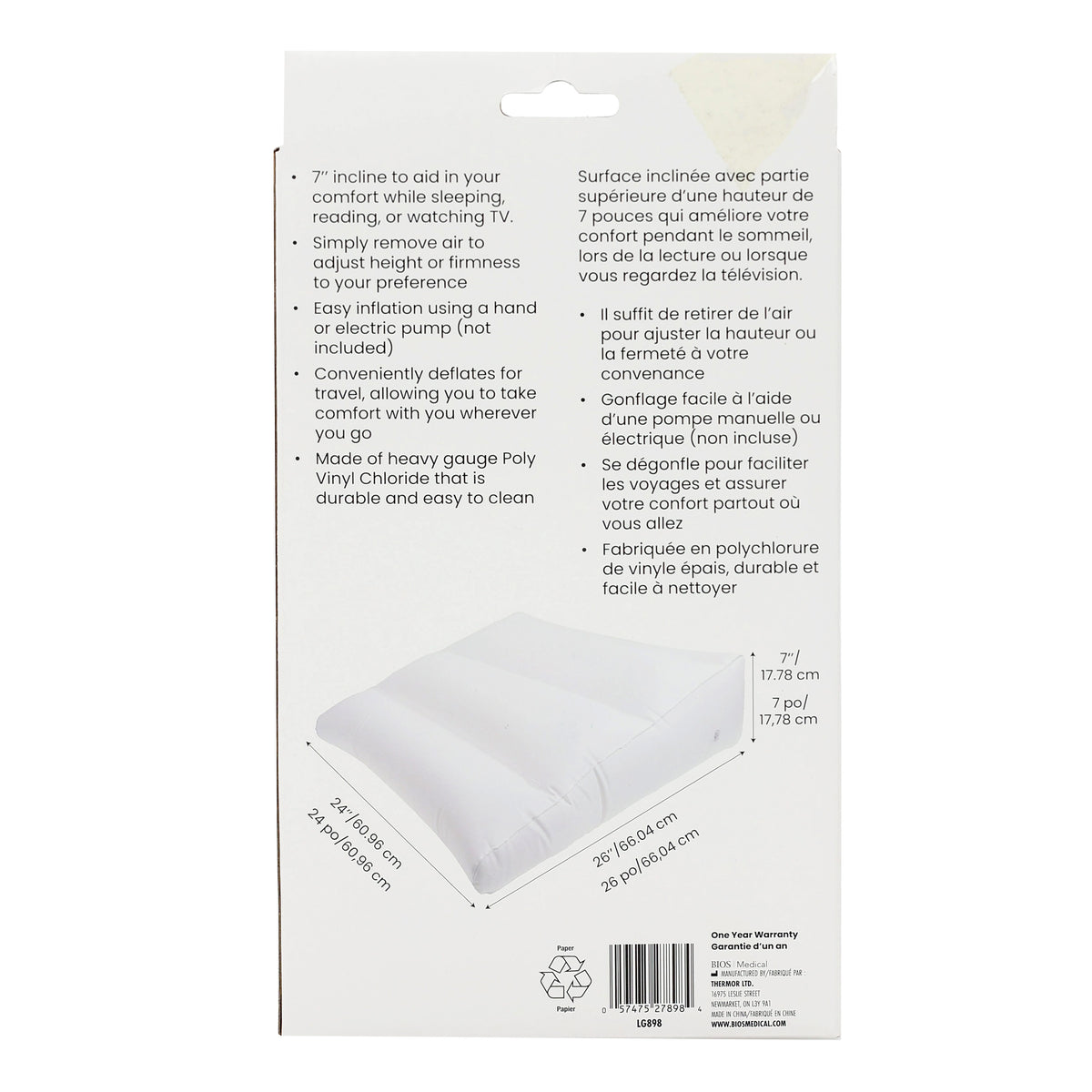 Inflatable Bed Wedge packaging back