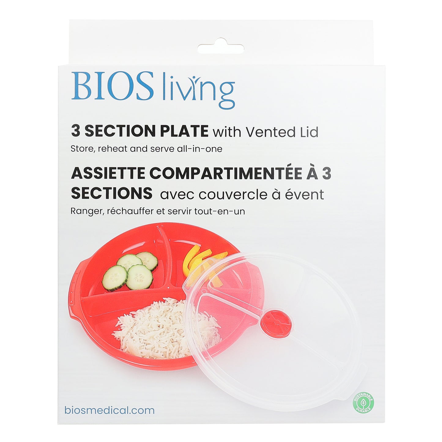 Assiette compartimentée à 3 sections