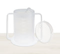 Transparent Mug with spouted lid and contoured lid