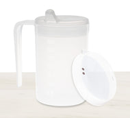 Large Handled Transparent Mug with two lids