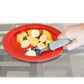 fruits on a red inner lip plate