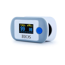 Load image into Gallery viewer, BIOS Diagnostics Fingertip Pulse Oximeter angled image
