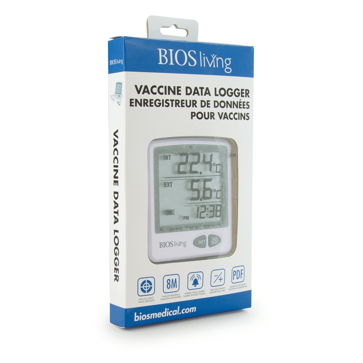 124SC Vaccine Data Logger Retail image on an angle