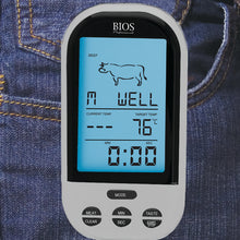 Load image into Gallery viewer, 132HC Wireless Pre-programmed Thermometer  monitor clipped to jeans
