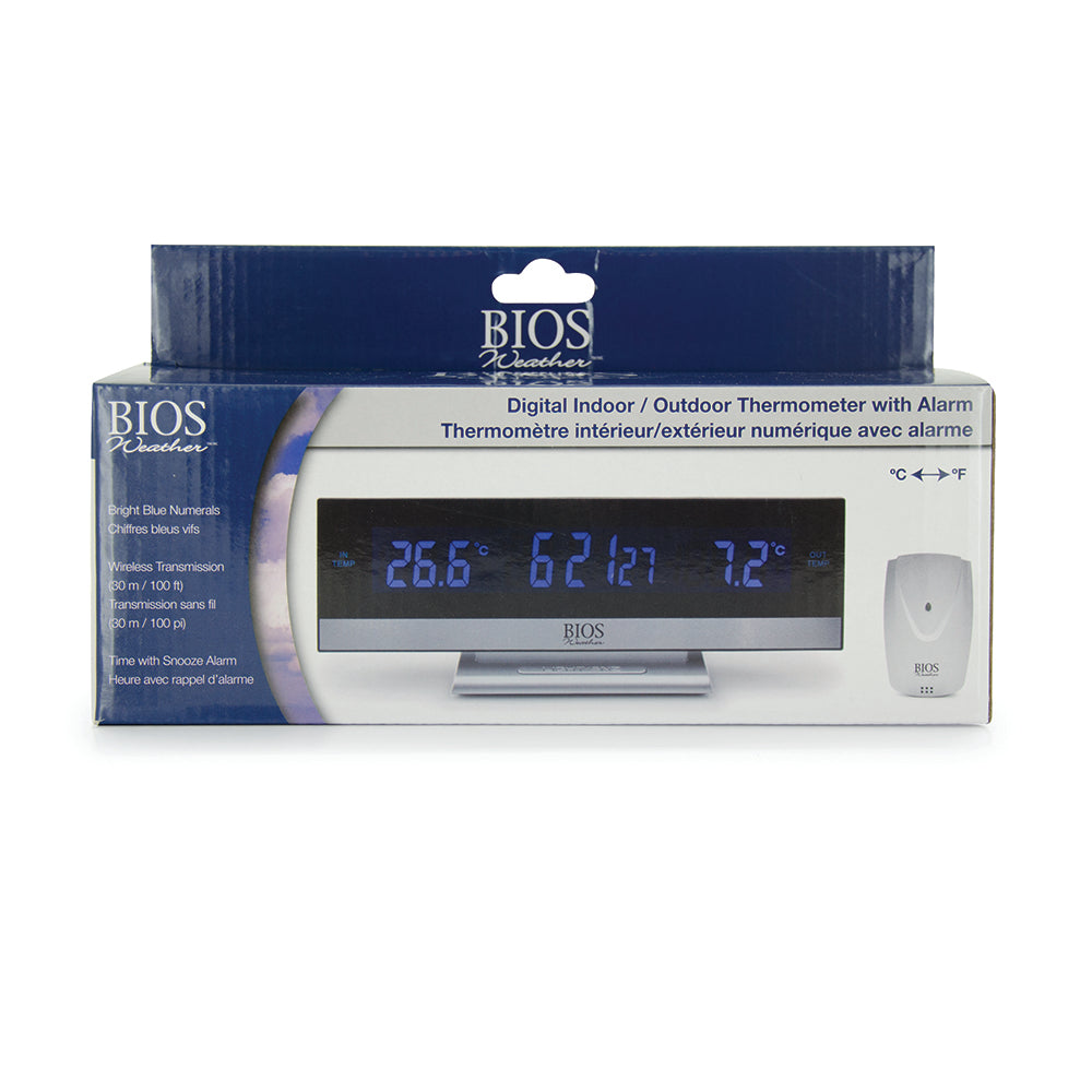 Thermomètre numérique d’intérieur/ d’extérieur avec alarme