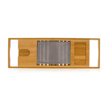 Load image into Gallery viewer, Top view of the Bamboo Bathtub Caddy, closed
