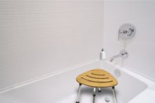 Load image into Gallery viewer, Bamboo Bath Stool set up in a bath tub
