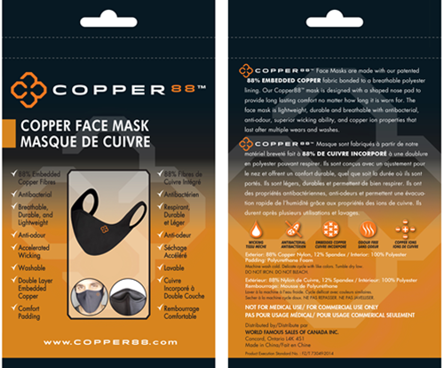 Nouveaux masques avec fibres de cuivre