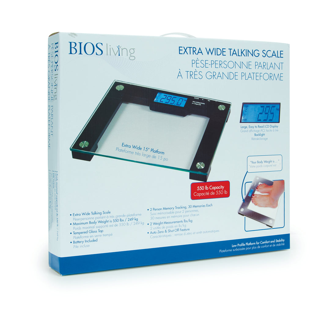 LF751 BIOS Living Extra Wide Talking Scale retail packaging