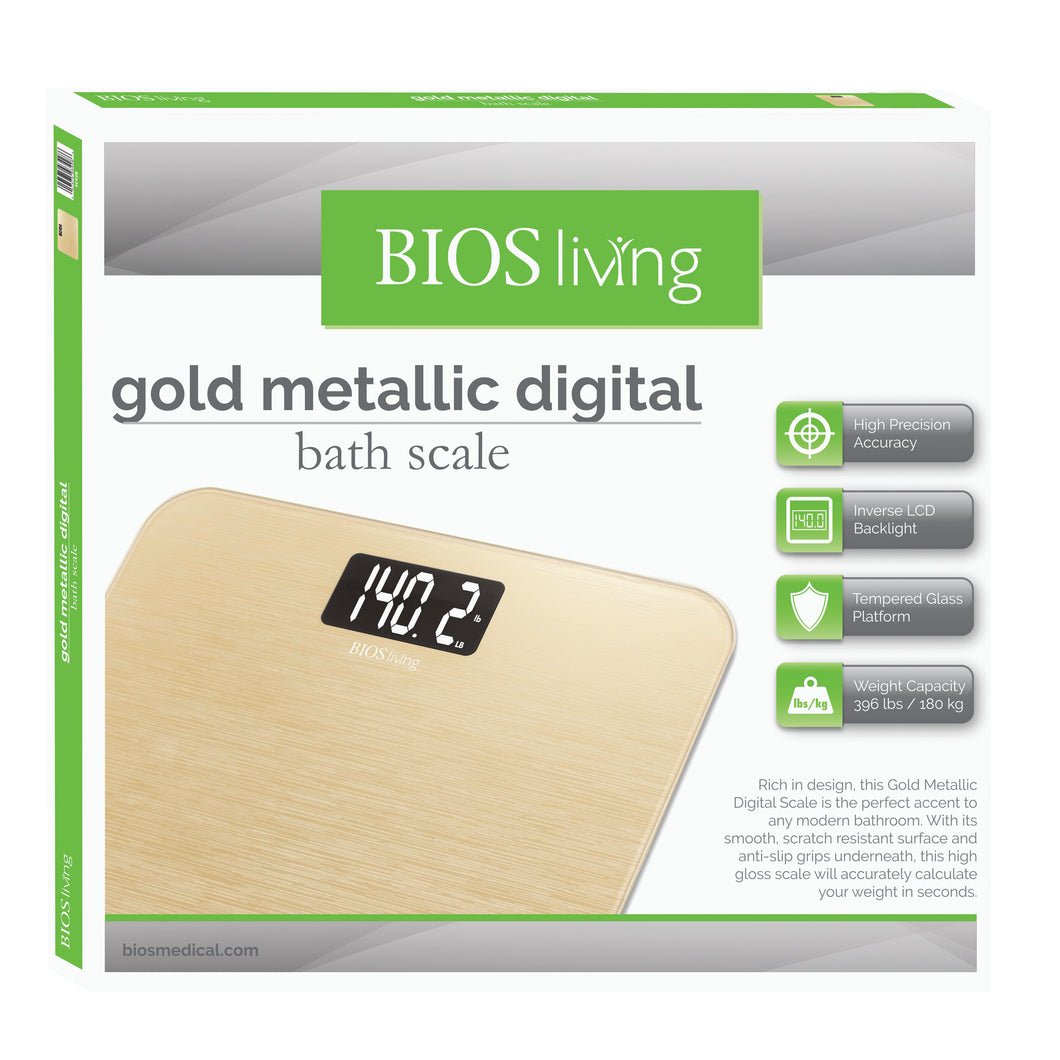 BIOS Living Gold Metallic Digital Scale SC428 retail packaging