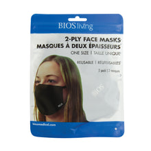 Load image into Gallery viewer, BIOS Living Reusable Face Masks - 2 pack - Retail Packaging
